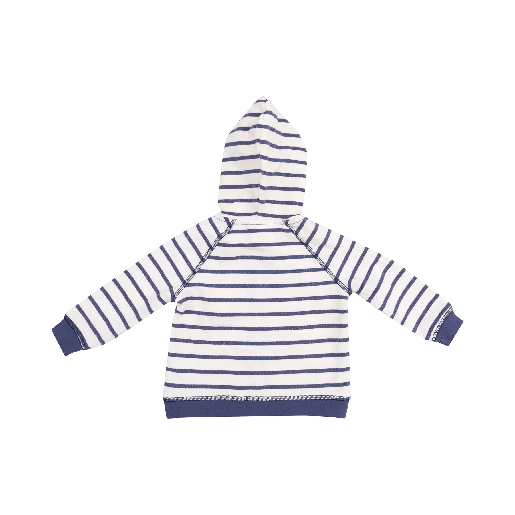 navy and white striped french terry hoodie and jogger set