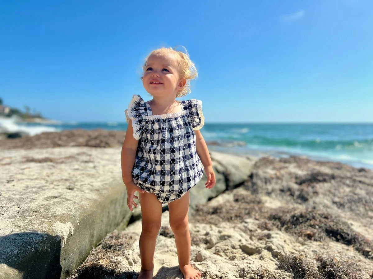 navy check baby bubble