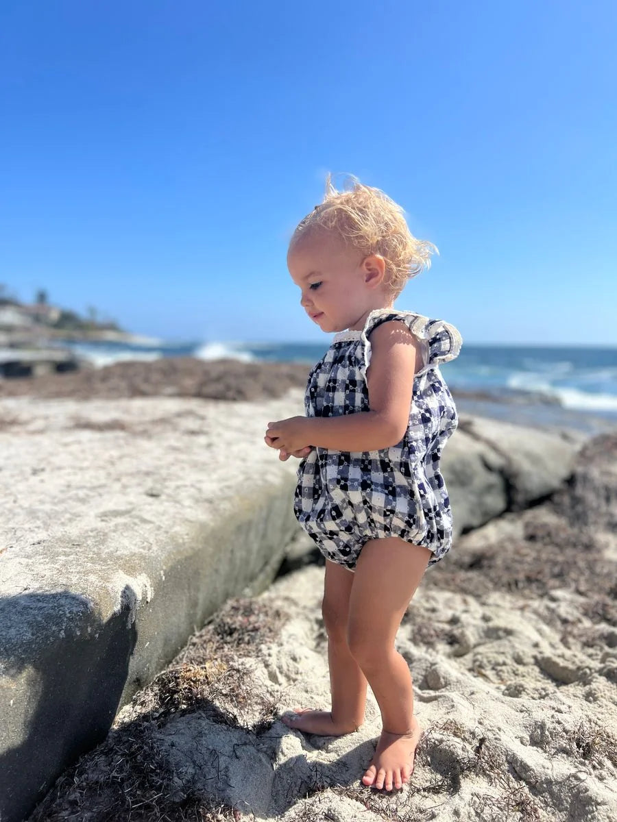 navy check baby bubble