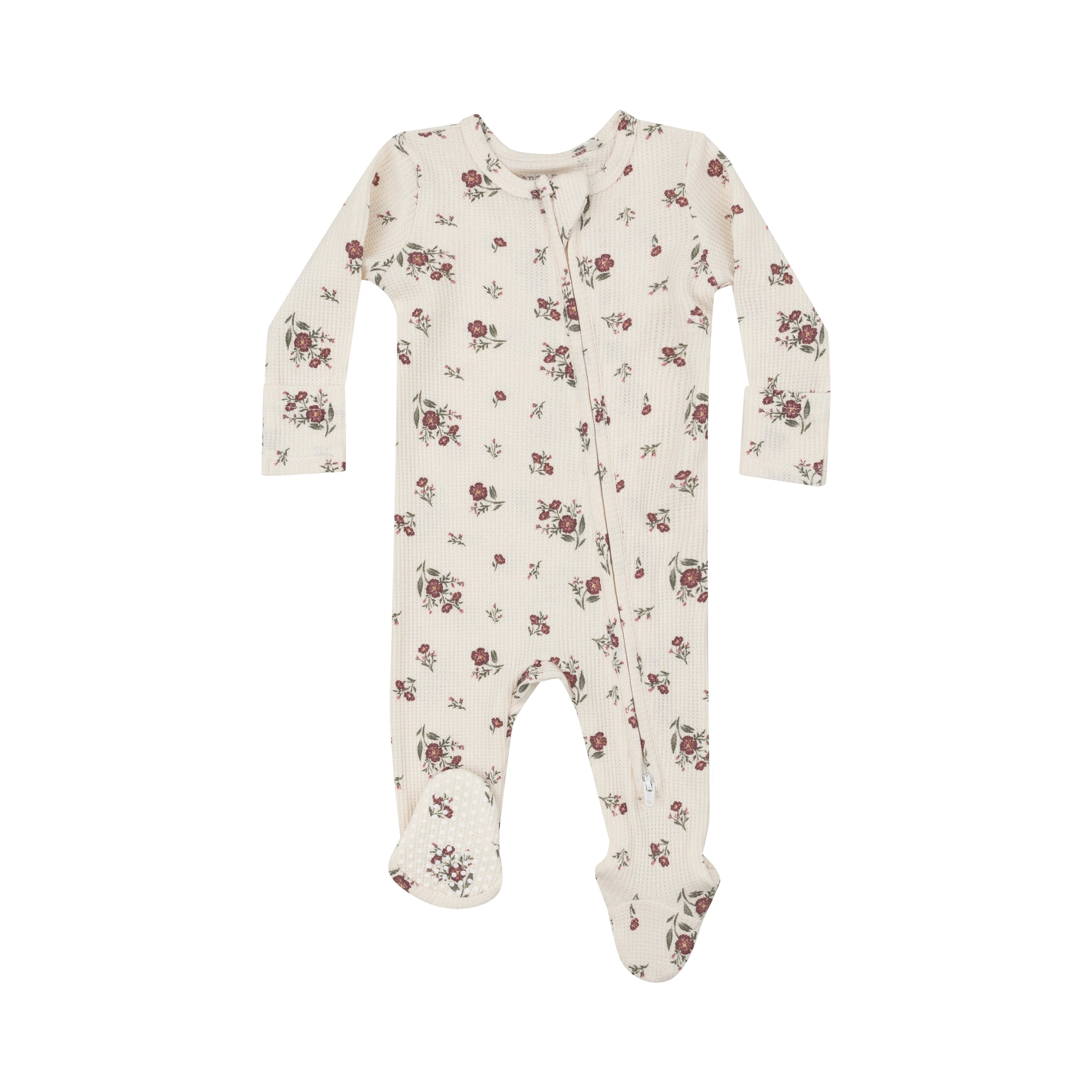 floral waffle footie