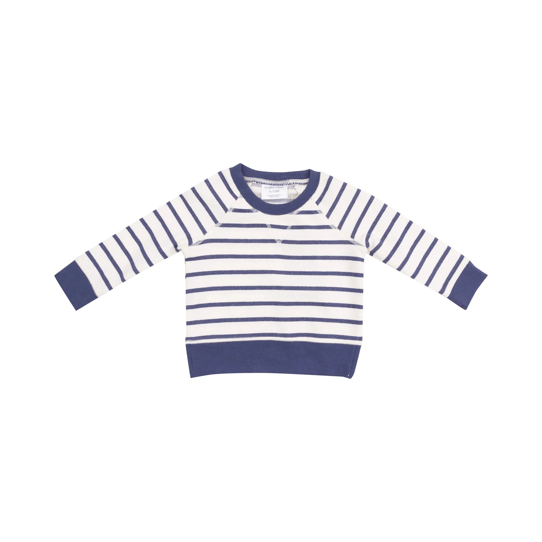 navy and white striped french terry sweatshirt and jogger kids set