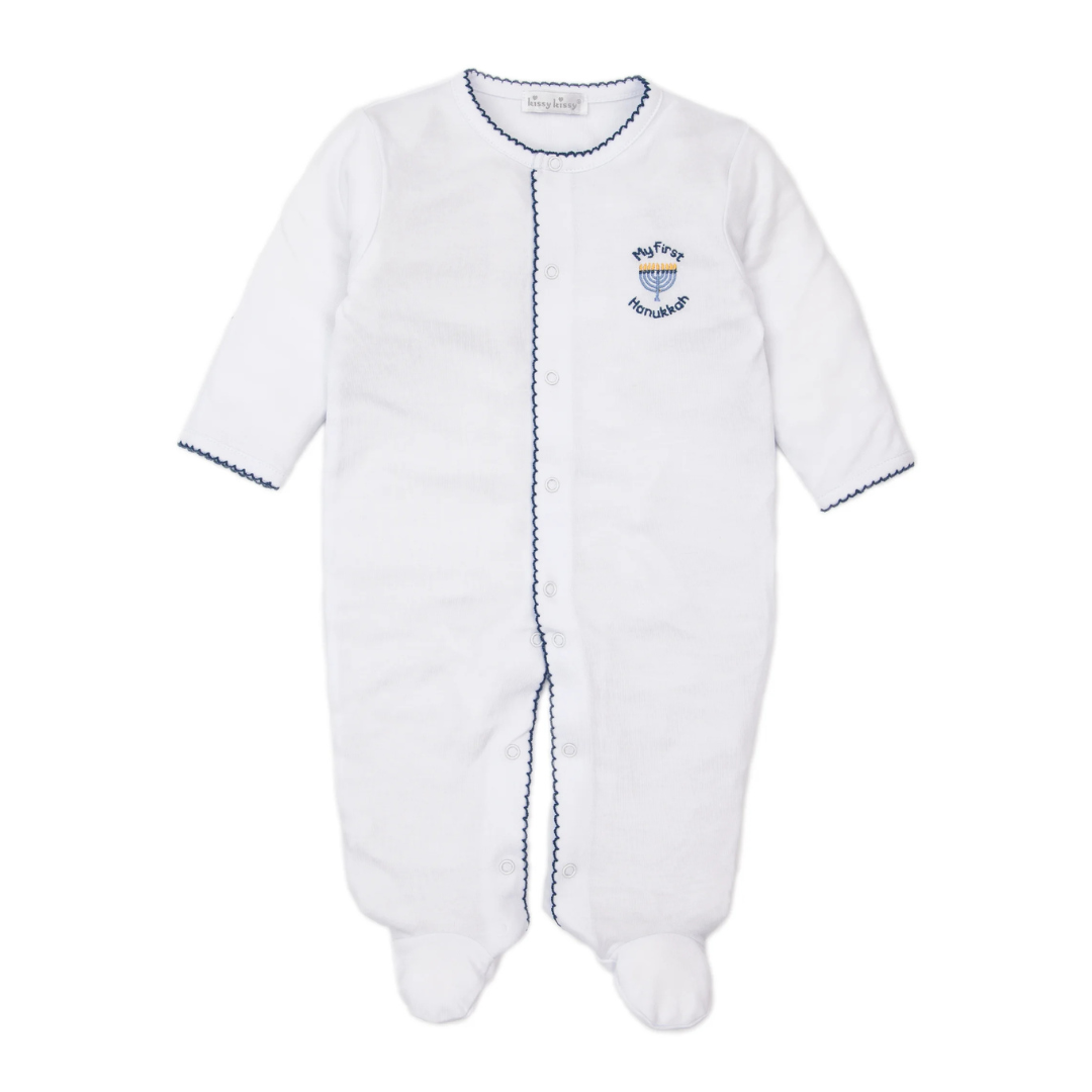 White "My First Hanukkah" Footie