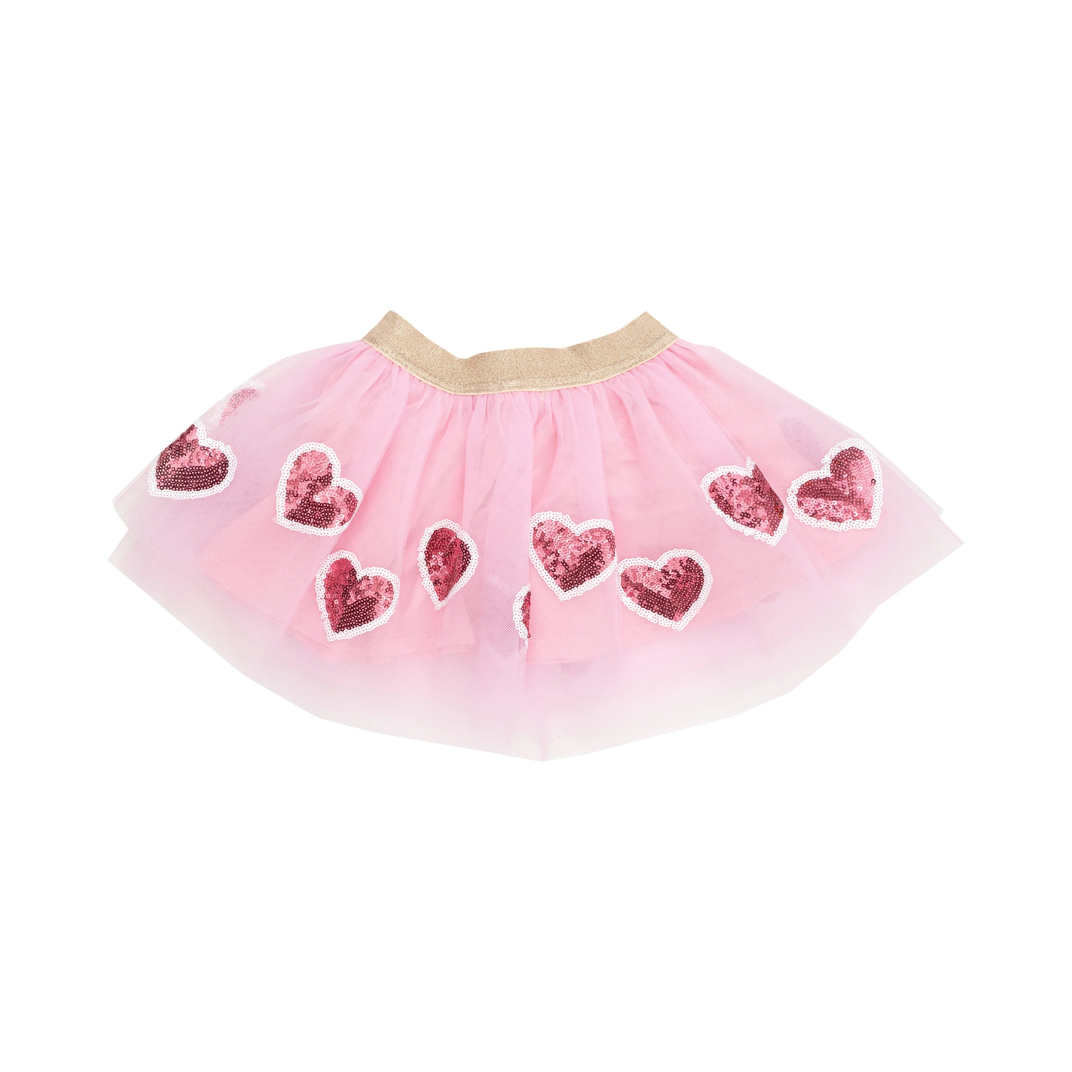 pink tutu skirt with darker pink sequin hearts