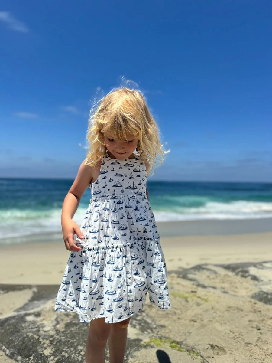 navy boats girls summer dress