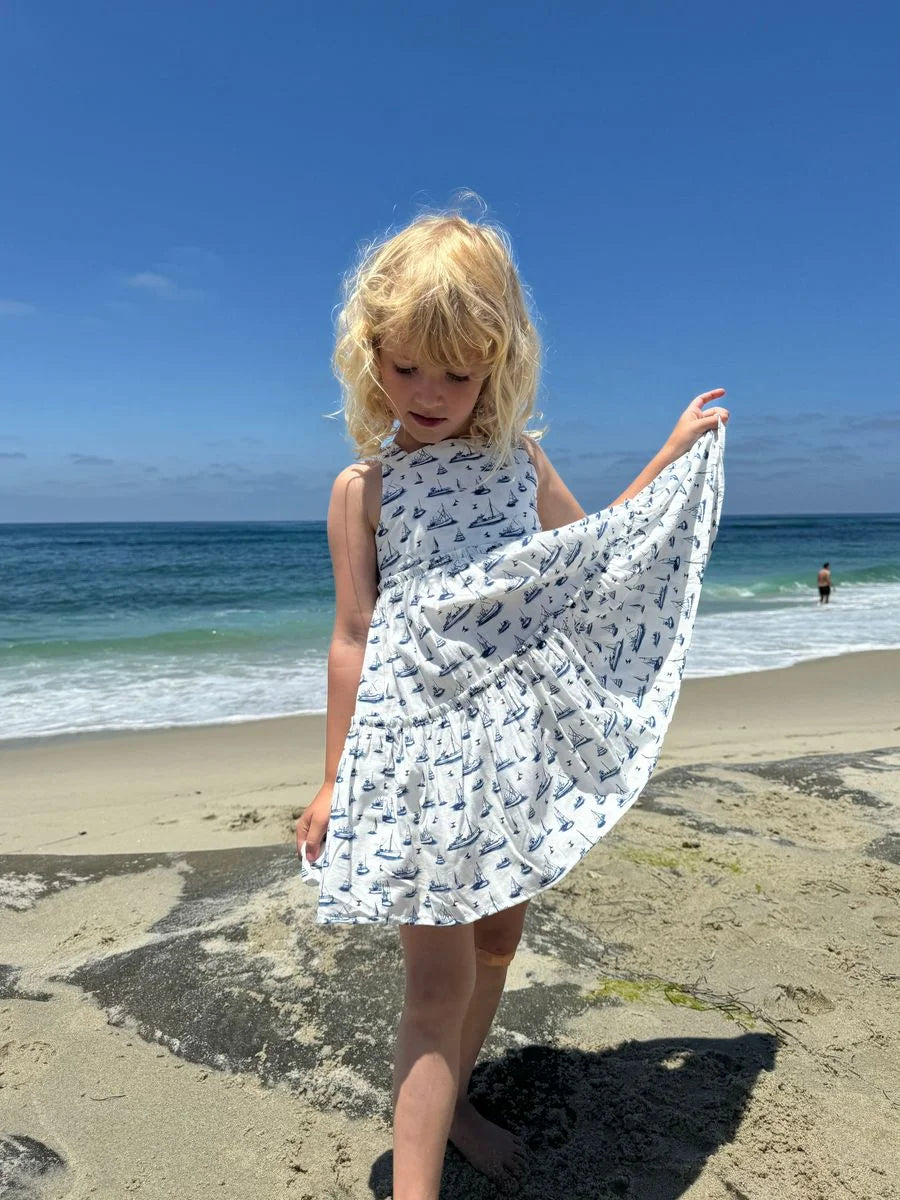 navy boats girls summer dress