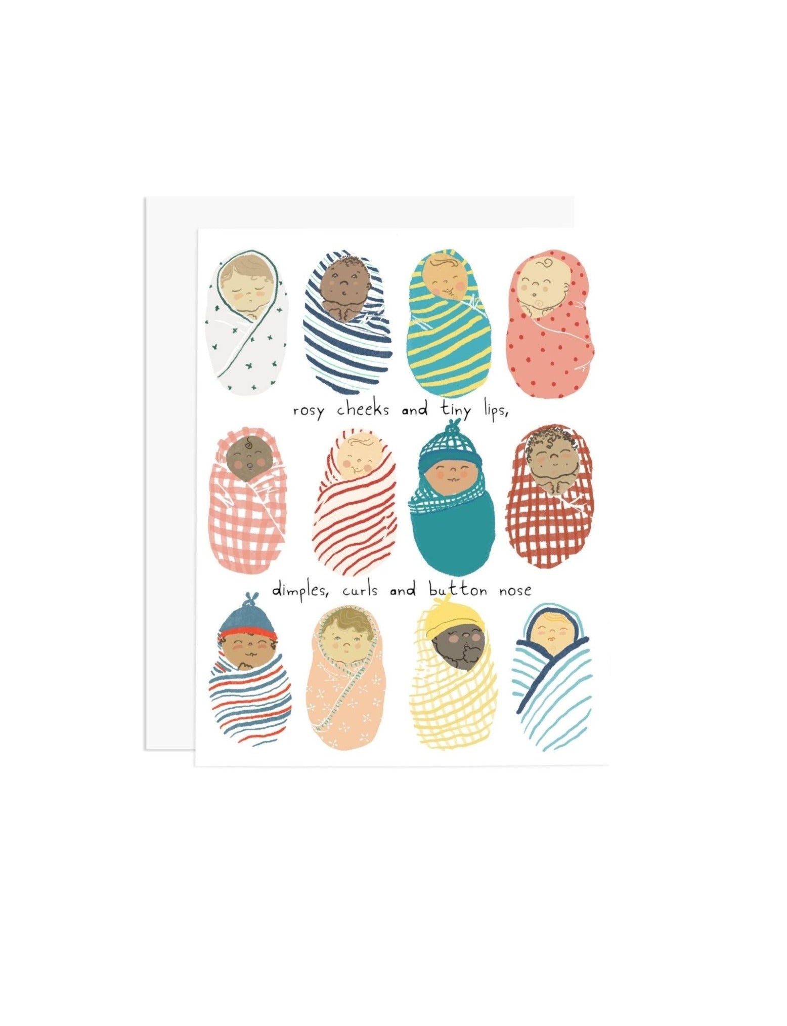card with swaddled babies