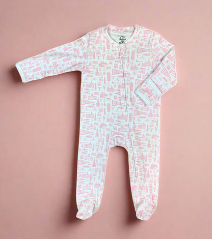 boston icons pink and white footie