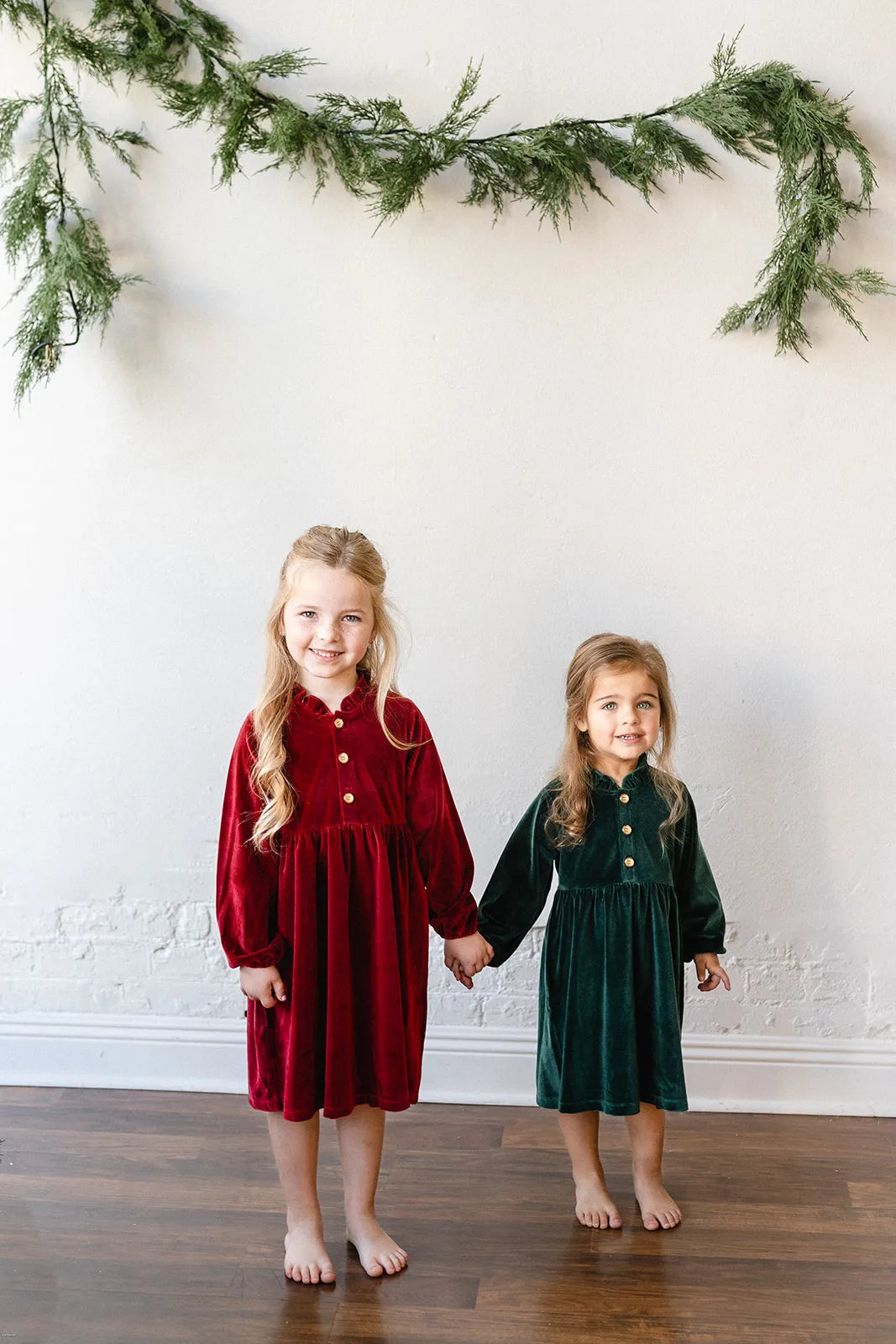 evergreen velvet holiday dress for kids