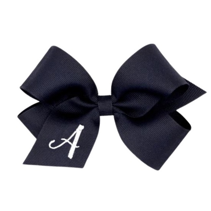 Navy Monogrammed Medium Grosgrain Bow