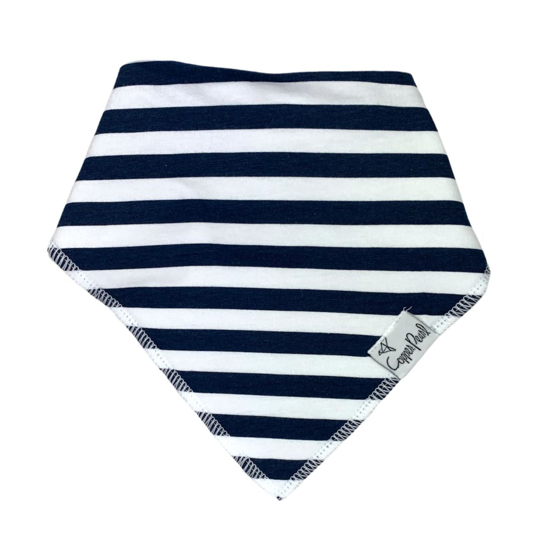 Bavoir bandana à rayures bleu marine 