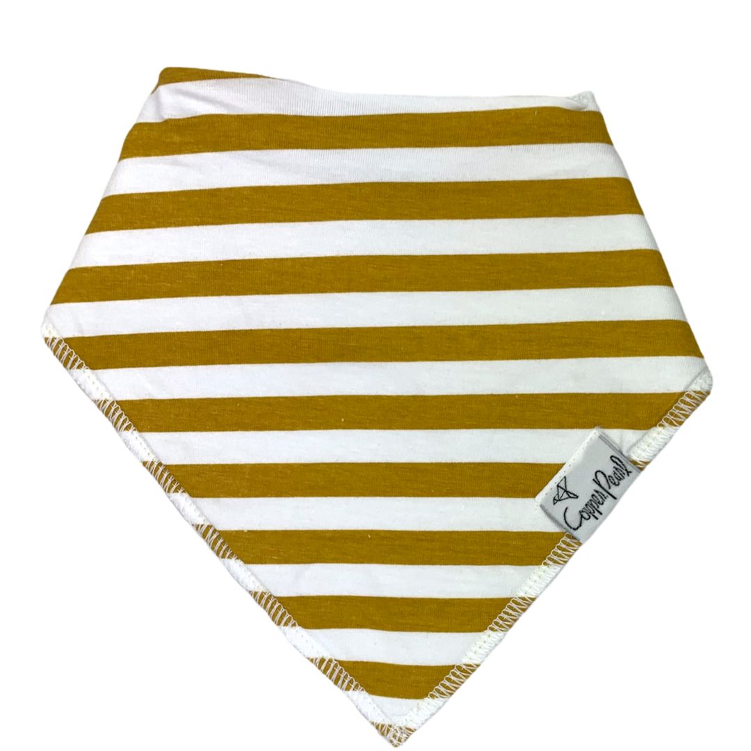 mustard and white stripe bib