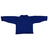 solid blue back of sweater