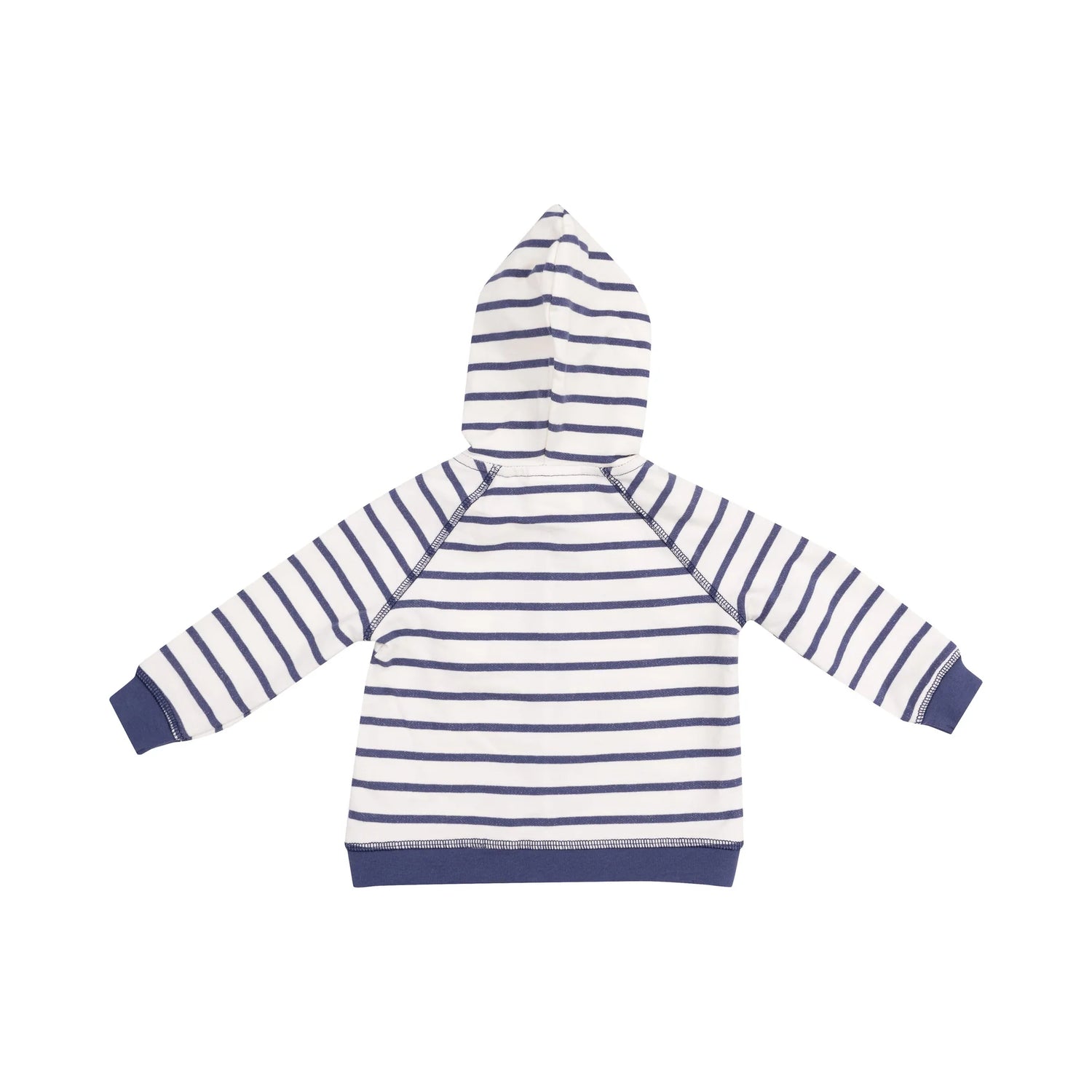navy and white striped french terry hoodie and jogger set