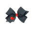 navy linen hair bow with apple detail