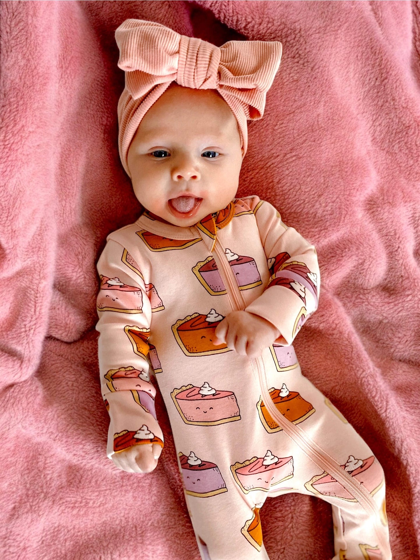 pink pumpkin pie romper