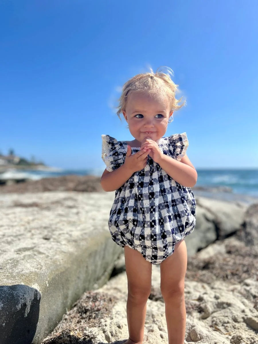 navy check baby bubble