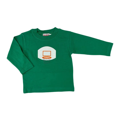 green long sleeve shirt with basketball backboard design