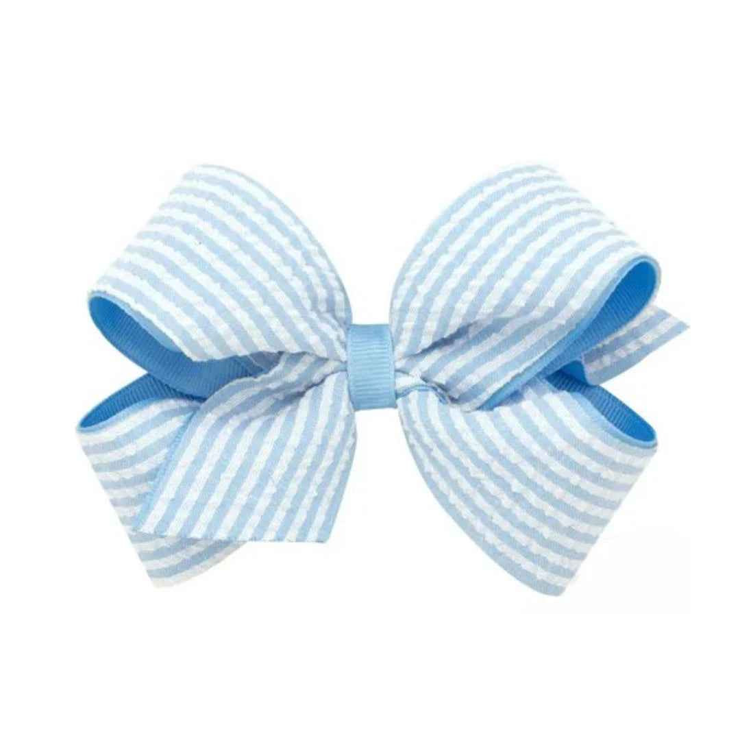 blue seersucker bow