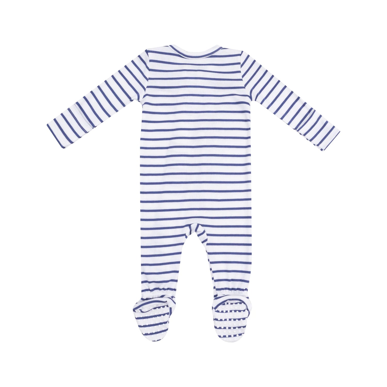 navy stripe footie