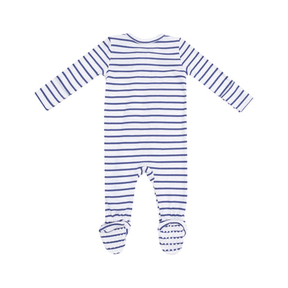 navy stripe footie