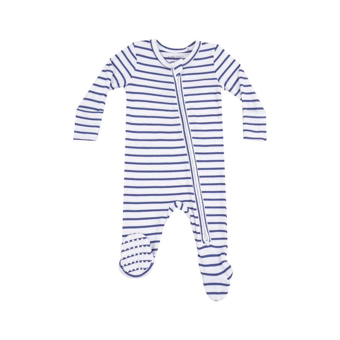 navy stripe footie