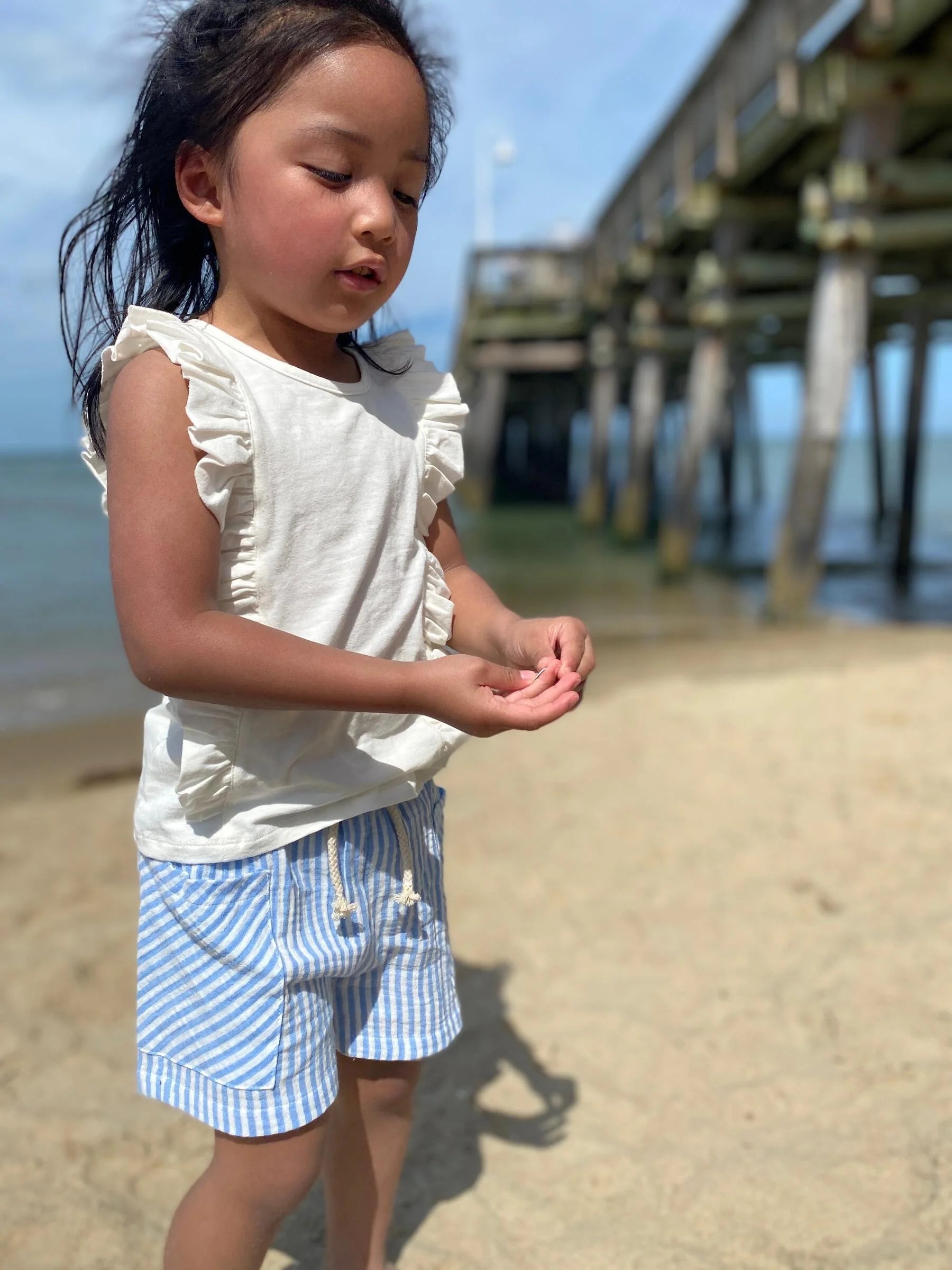 blue stripe shorts