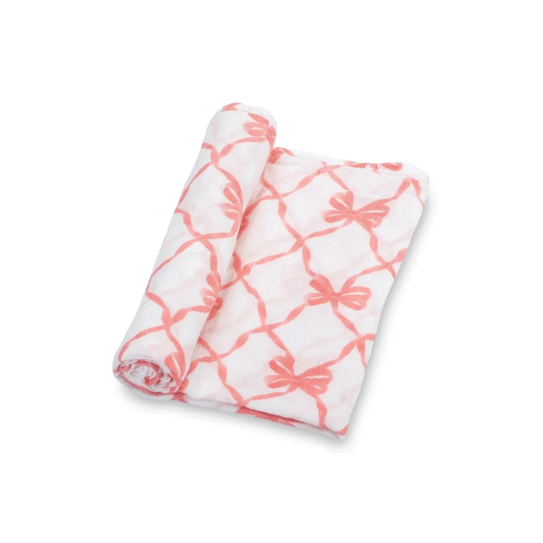 pink bow girl baby swaddle blanket