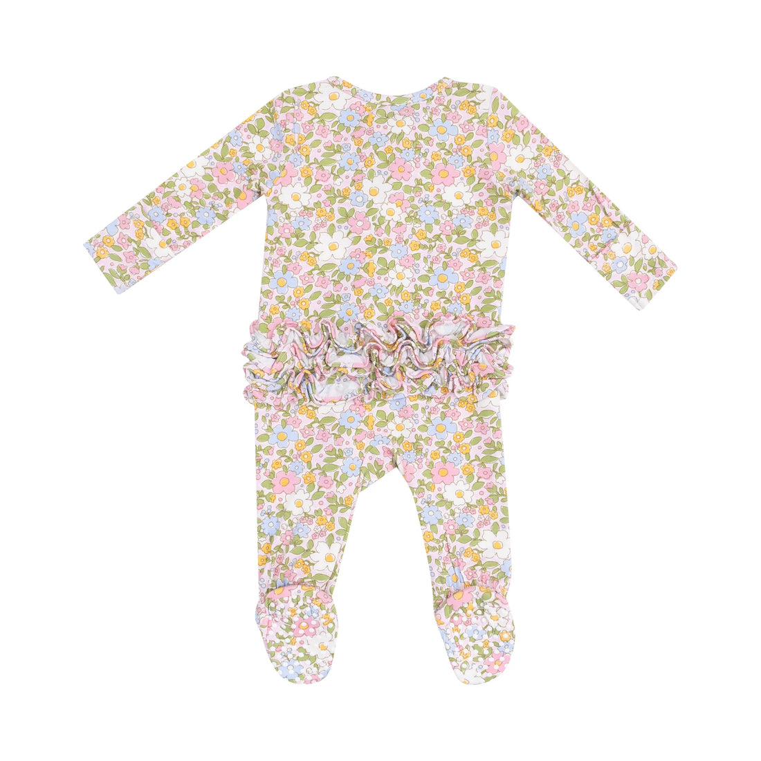 floral ruffle baby footie