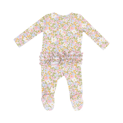 floral ruffle baby footie