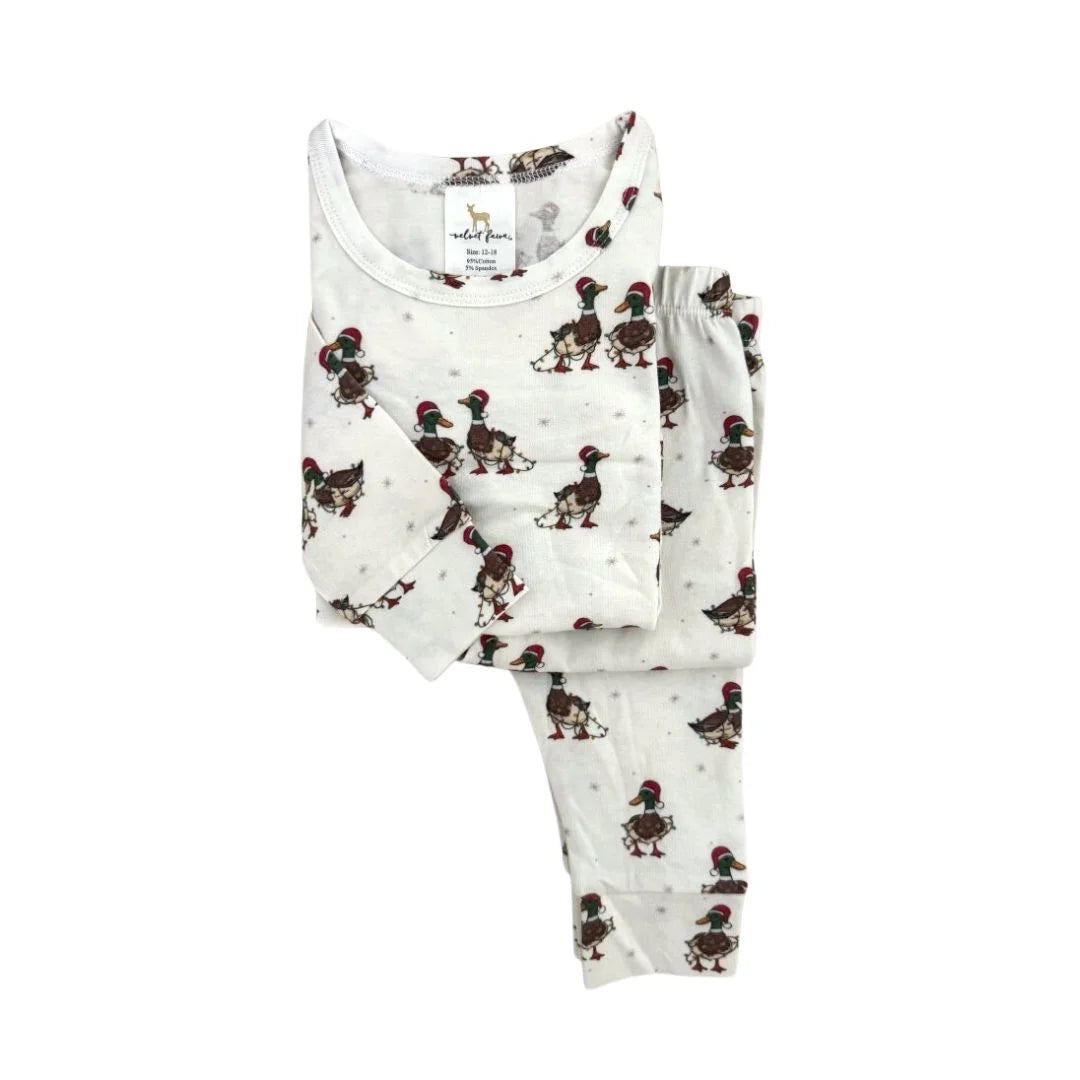 christmas themed mallard duck kids pajamas