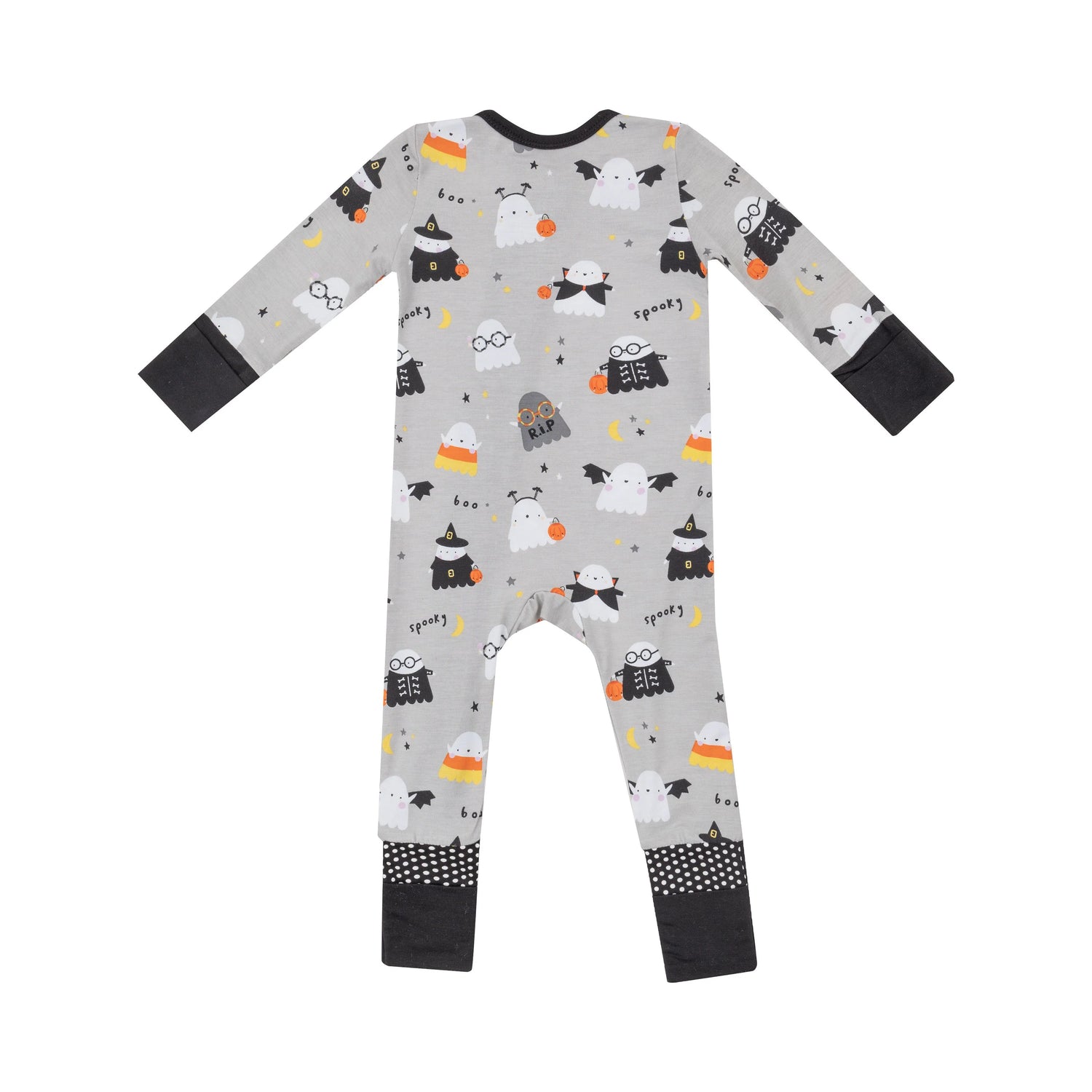 grey costumed ghosts baby halloween romper