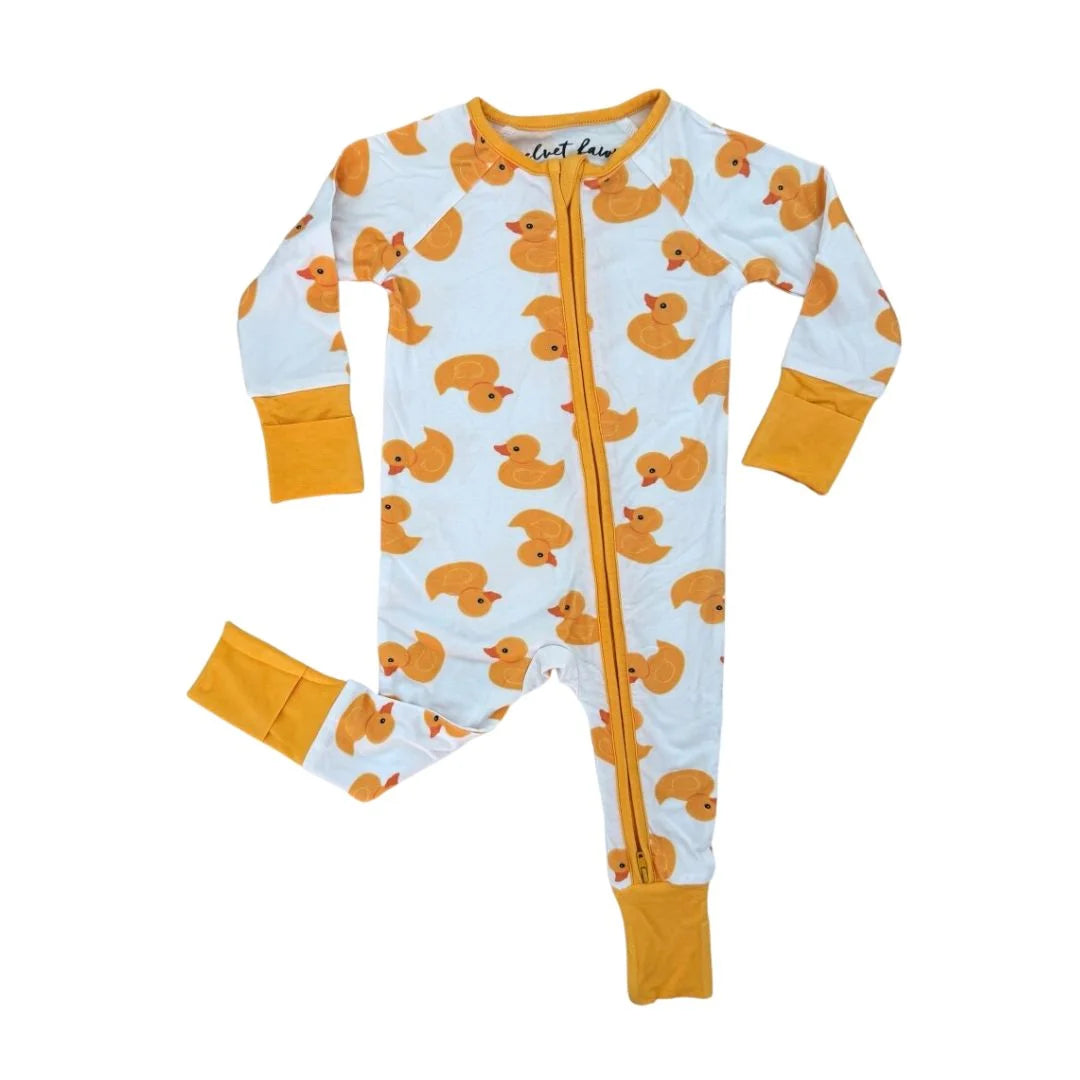 White/Yellow Duckies Bamboo Zipper Pajama