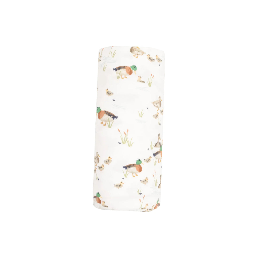 white swaddle with ducks and ducklings all over