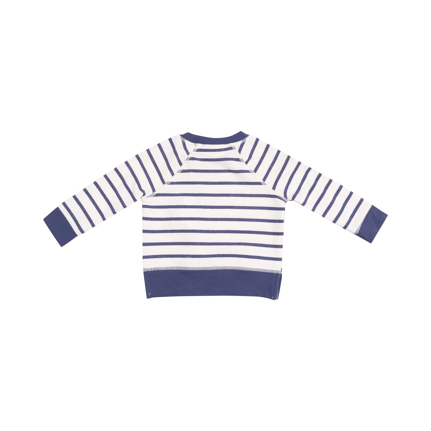 navy and white striped french terry sweatshirt and jogger kids set
