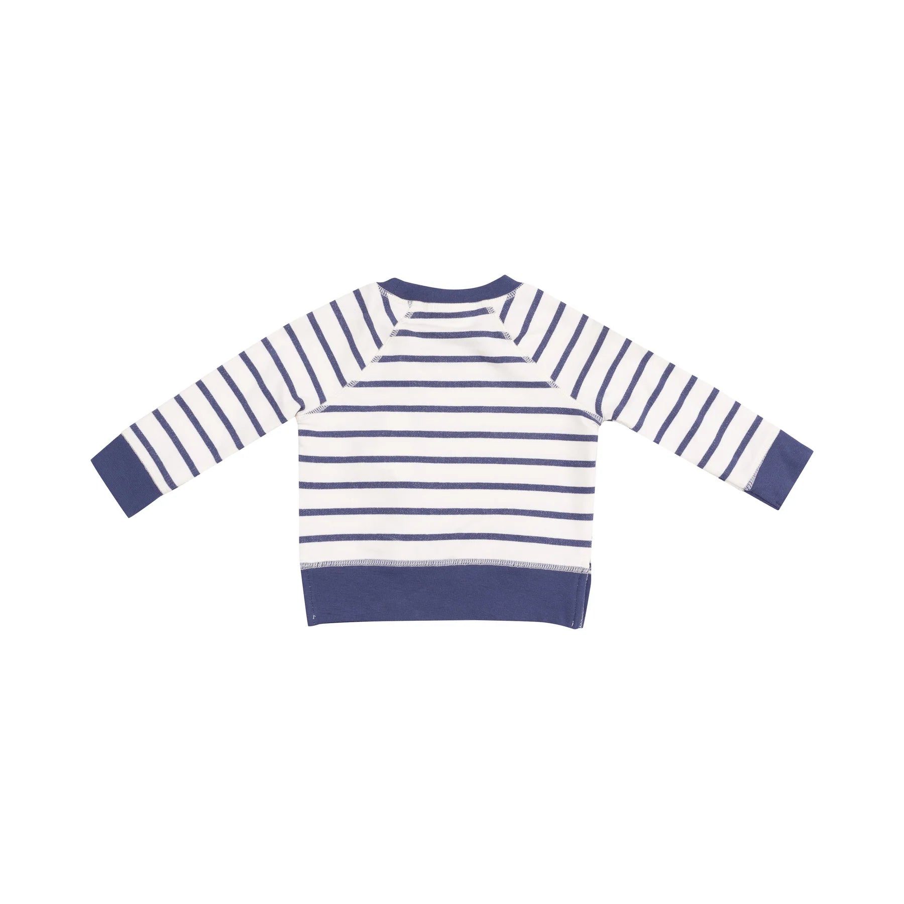 navy and white striped french terry sweatshirt and jogger kids set
