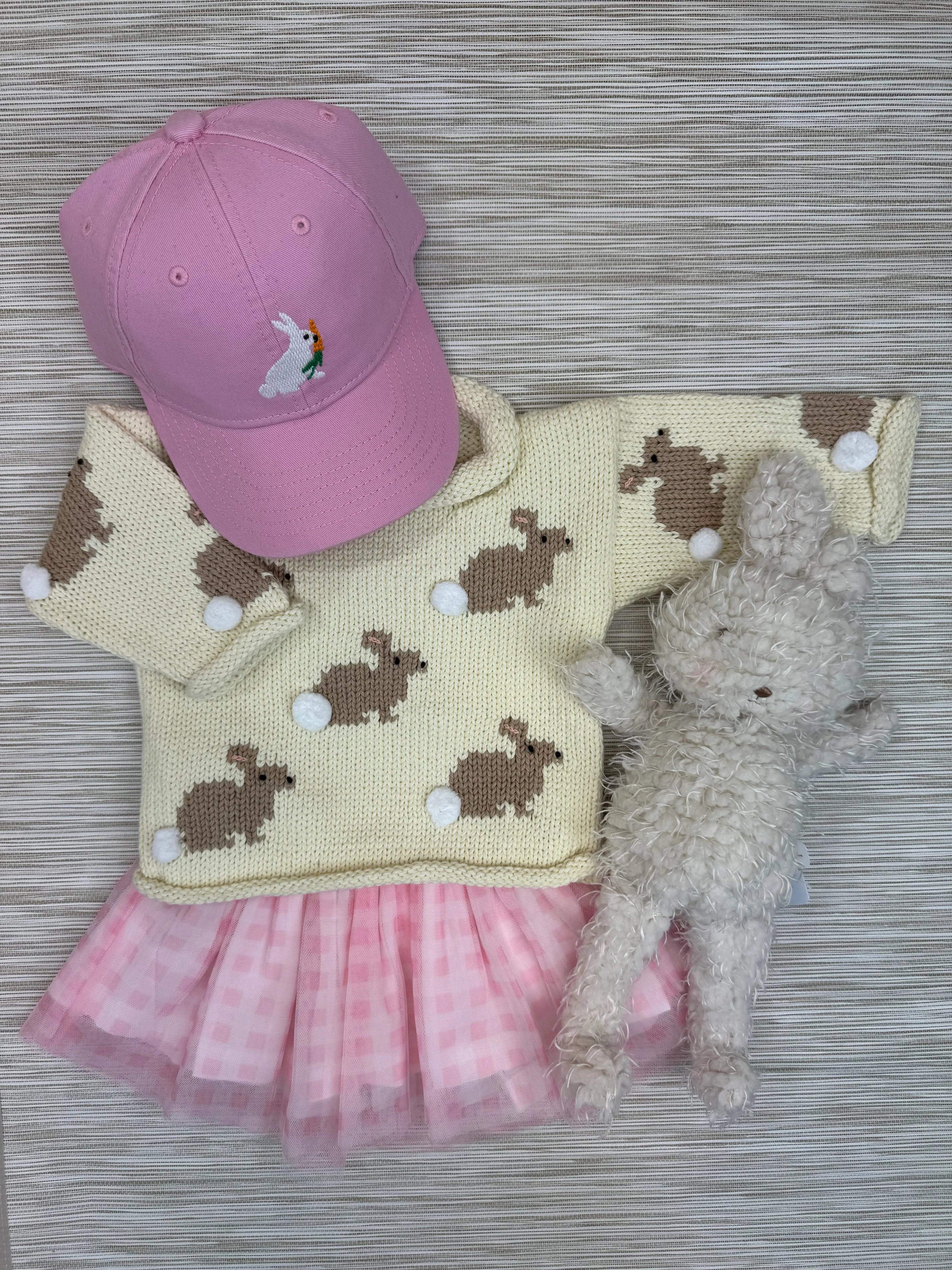 bunny sweater with pink gingham tutu