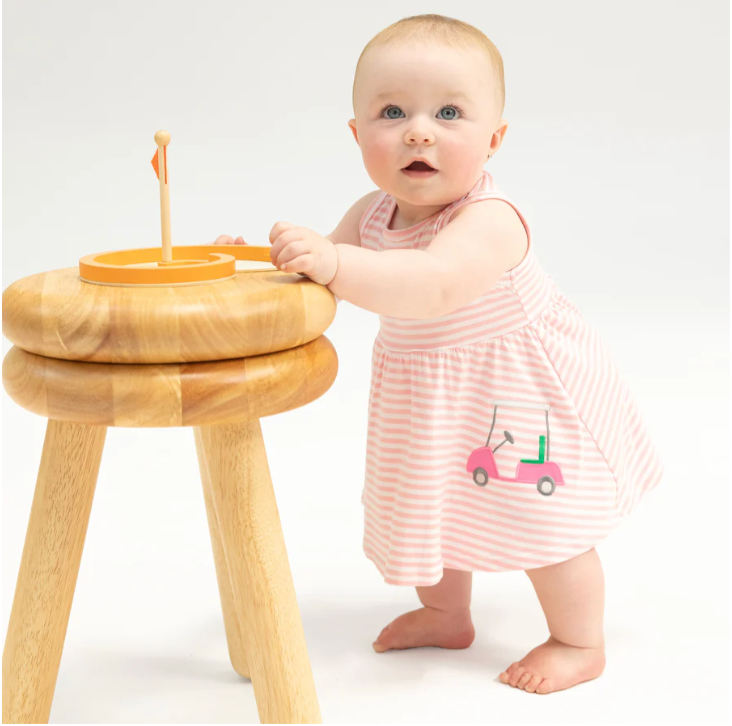 pink striped golf kids dress