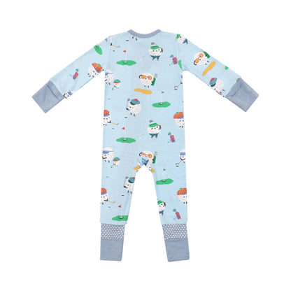 blue golf romper for baby