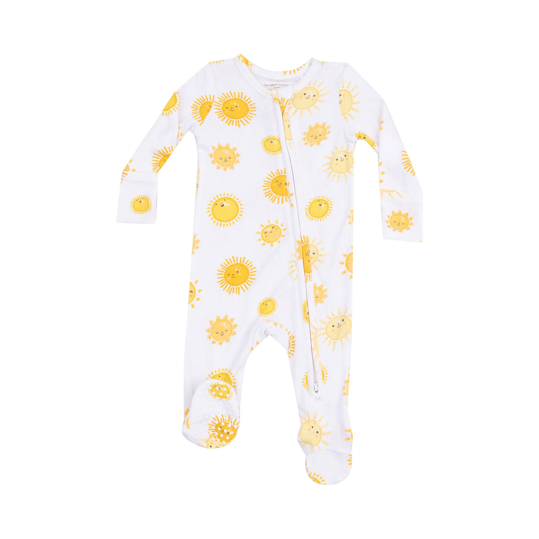 white footie with yellow suns all over