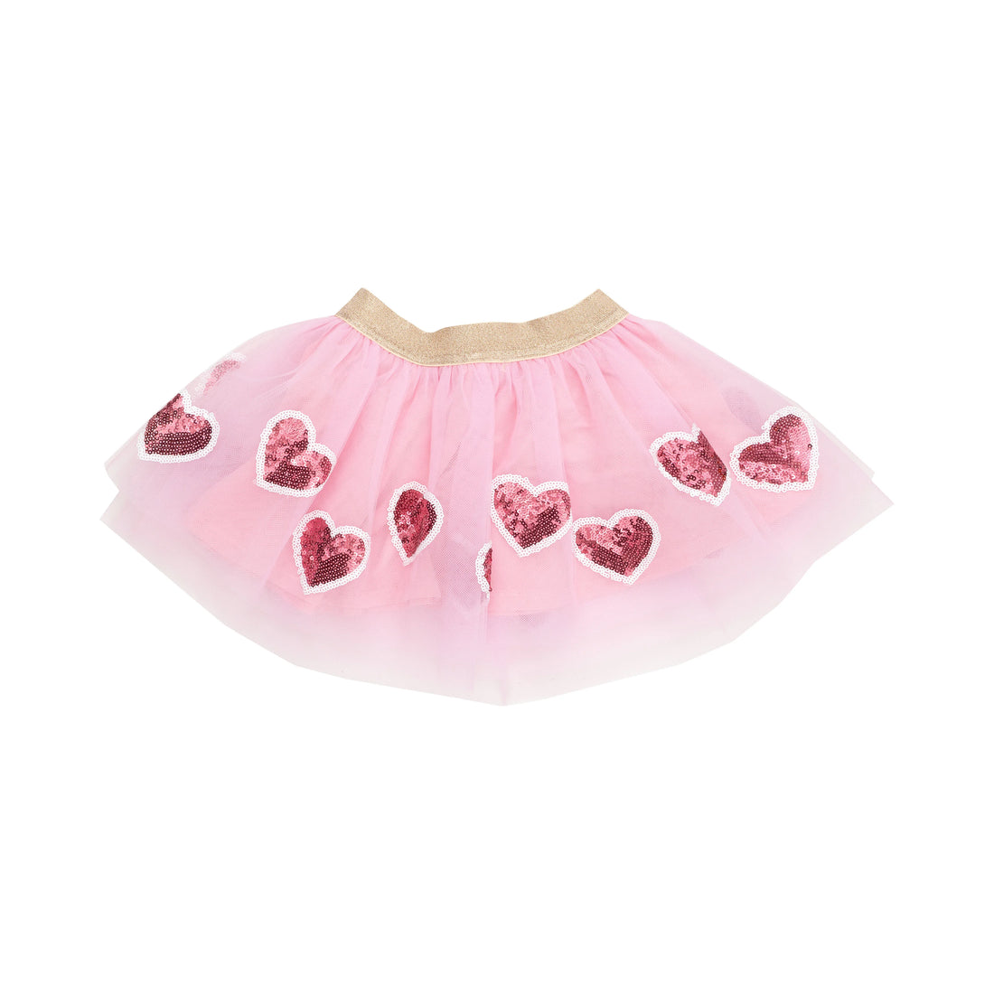 pink tutu skirt with darker pink sequin hearts
