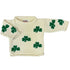 ivory roll neck sweater with green shamrocks knitted all over