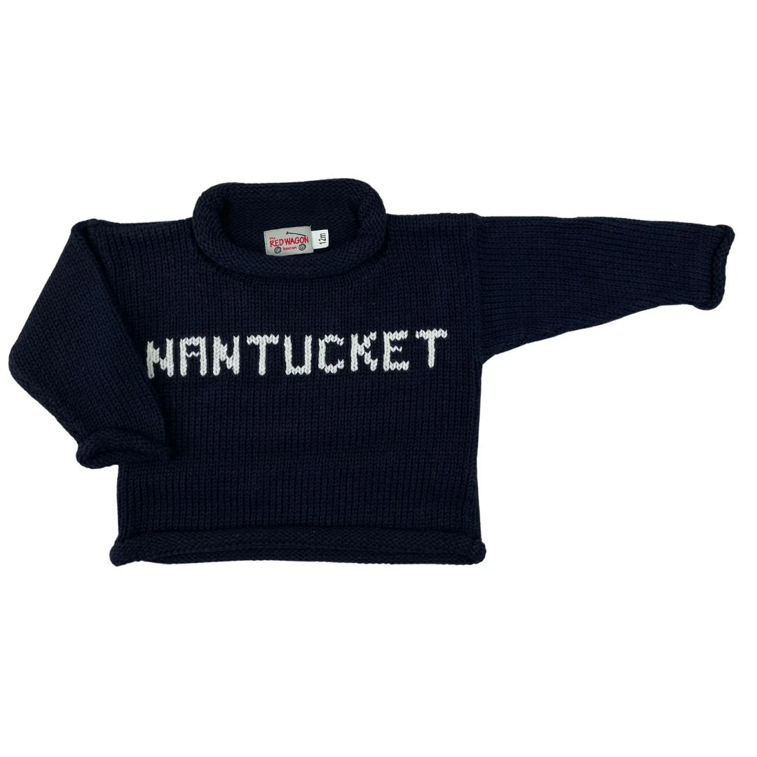 navy sweater with white NANTUCKET