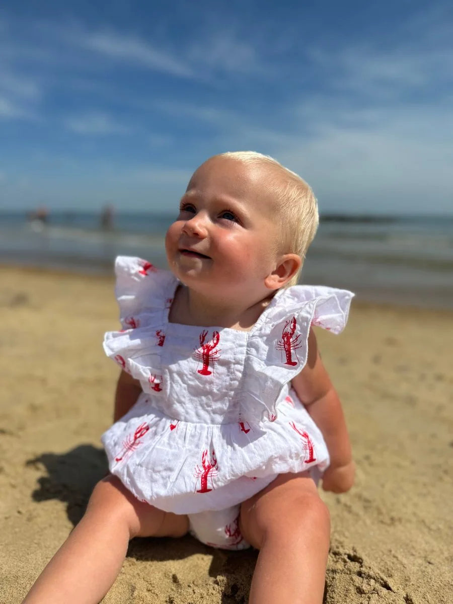 baby wearing lobster bubble