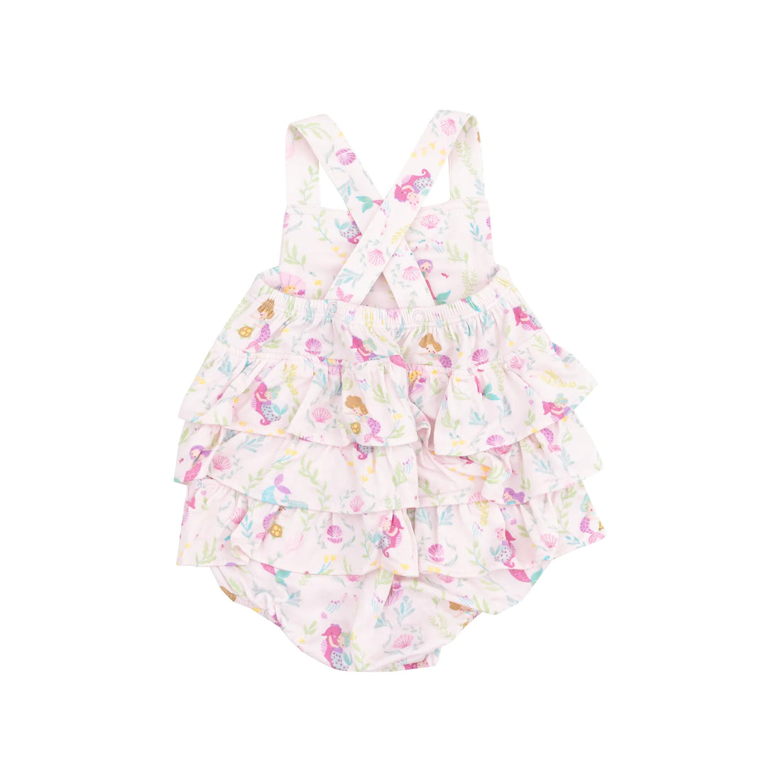 pink mermaids baby sunsuit outfit