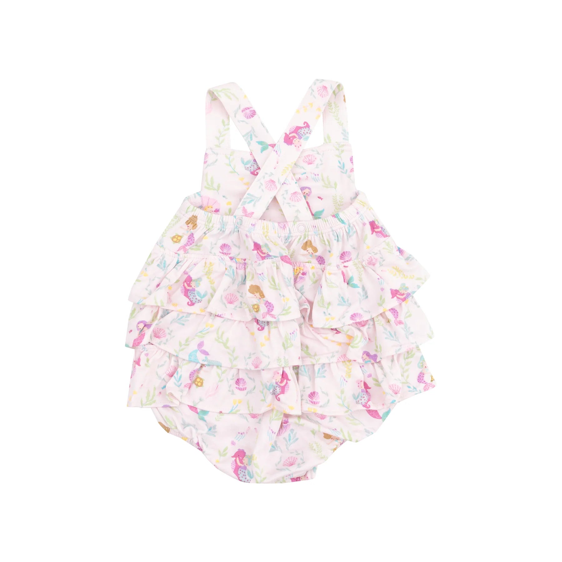 pink mermaids baby sunsuit outfit