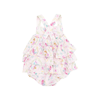 pink mermaids baby sunsuit outfit