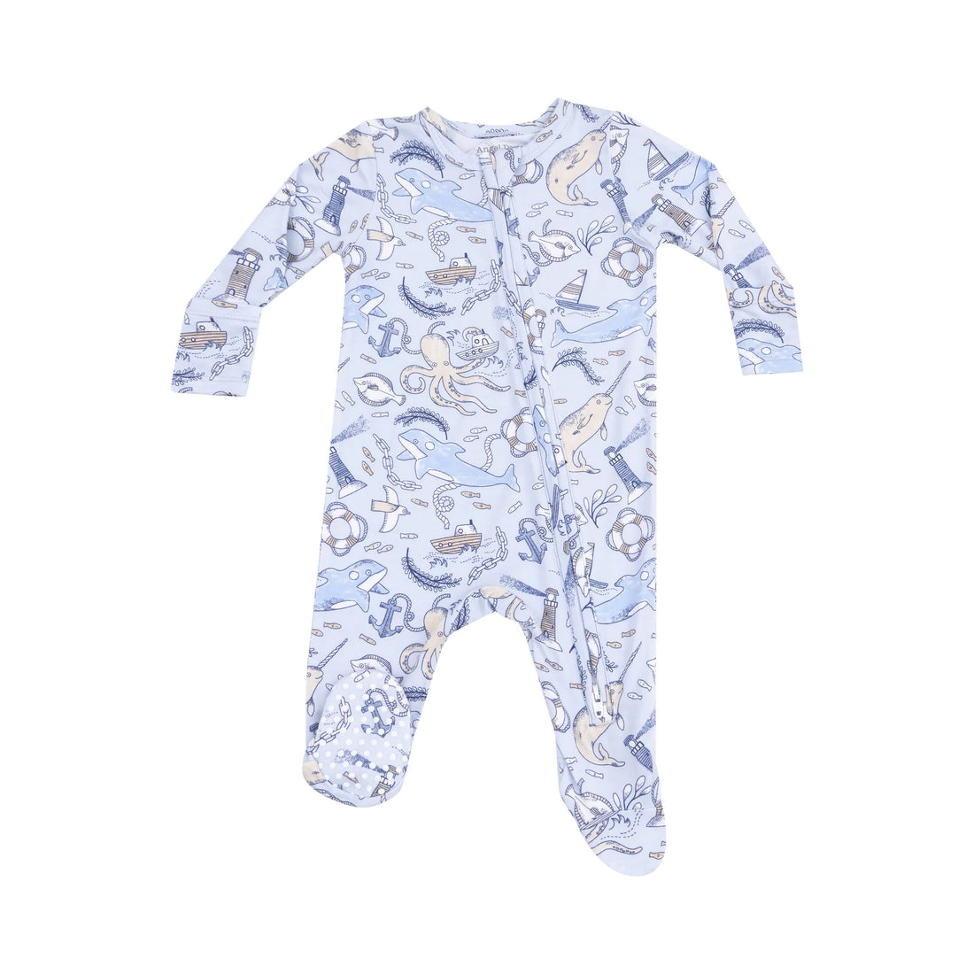blue nautical footie baby boy