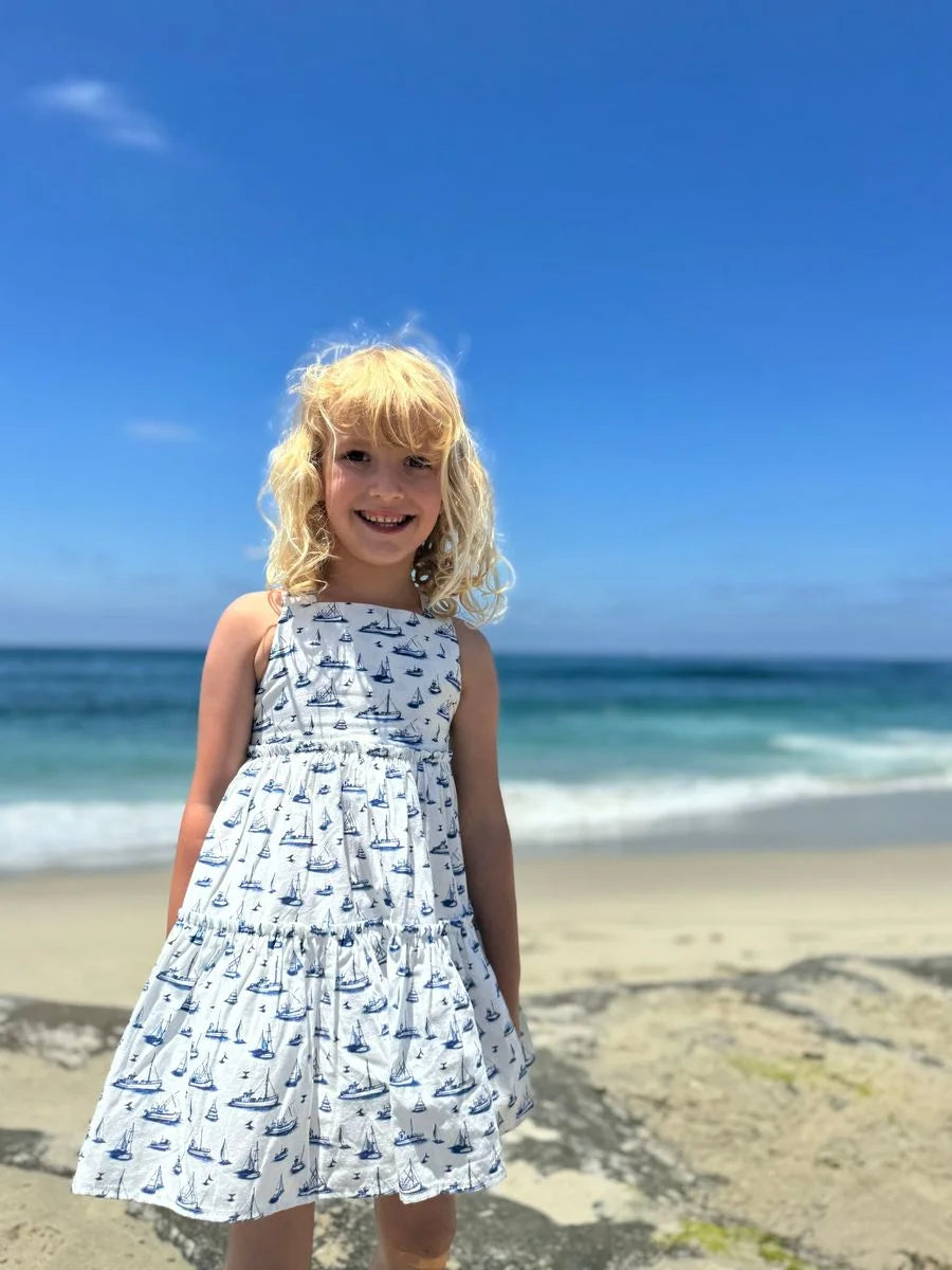 navy boats girls summer dress
