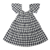 navy check eyelet girls dress