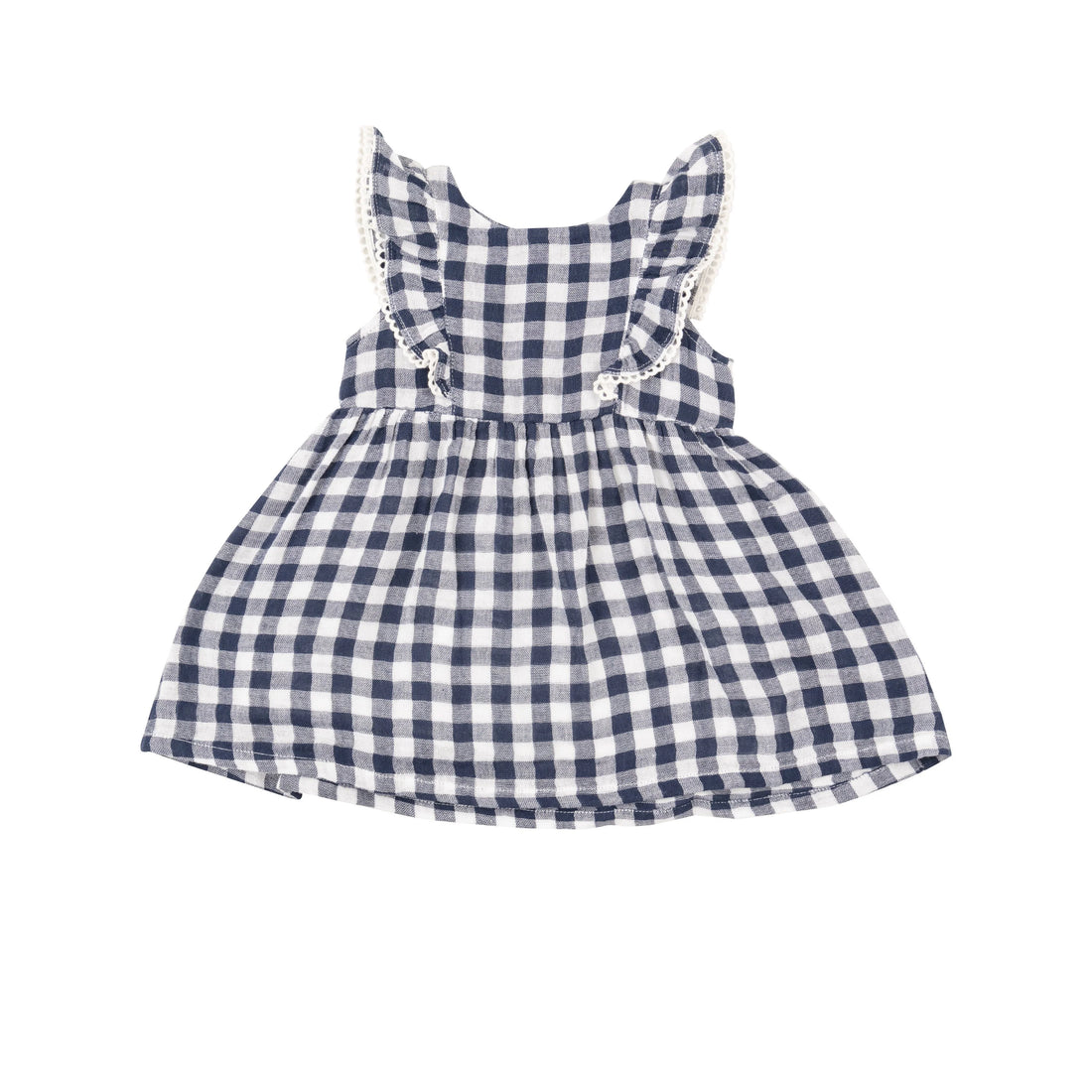 navy gingham ruffle dress